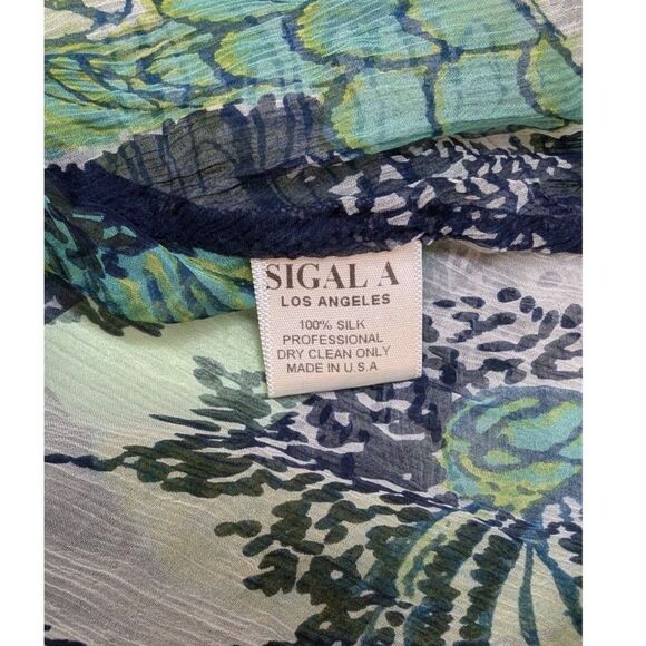 Sigal A Los Angeles Abstract Paisley Silk V-Neck Blouse, size S - Picture 6 of 9